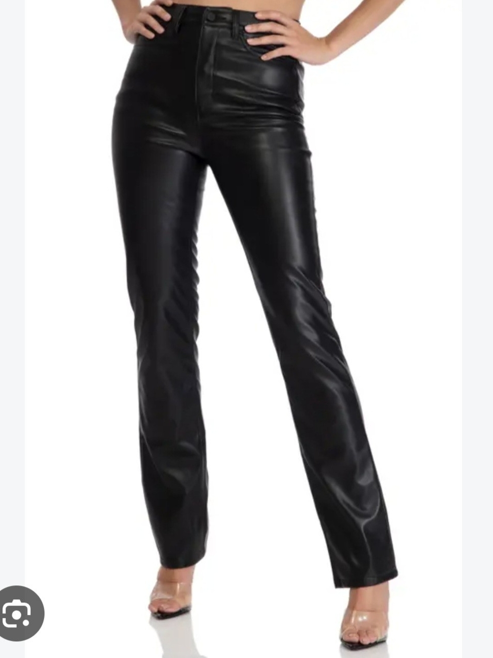 AFRM Black Straight Leg Faux Leather Jeans